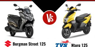 Suzuki Burgman Street vs TVS NTORQ 125 Comparison